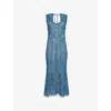Rabanne Womens Turquoise Embellished Sleeveless Knitted Midi Dress In Blue