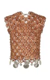 Rabanne Wood Chainmail Top In Brown