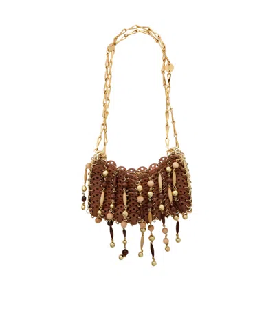 Rabanne Wooden Bag With Chain Shoulder Strap In Purple