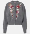Rabanne Embroidered Wool-cashmere Cardigan In Grey