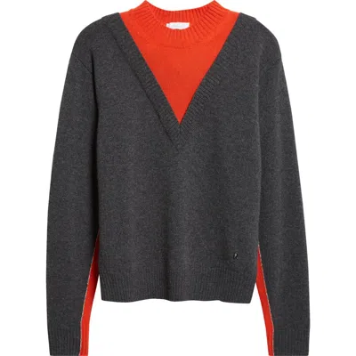 Rabanne Wool & Cashmere Layered Mock Neck Sweater In Black