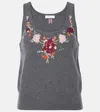 Rabanne Embroidered Wool-cashmere Top In Grey