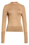 Rabanne Button-cuff Long-sleeve T-shirt In Brown
