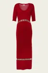Rabanne Wool-blend Coin Detail Midi Dress In Red