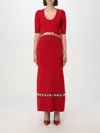 Rabanne Wool-blend Coin Detail Midi Dress In Red In Red