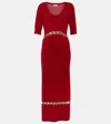 Rabanne Wool-blend Coin Detail Midi Dress In Red In Red