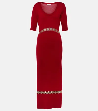 Rabanne Wool-blend Maxi Dress In Red