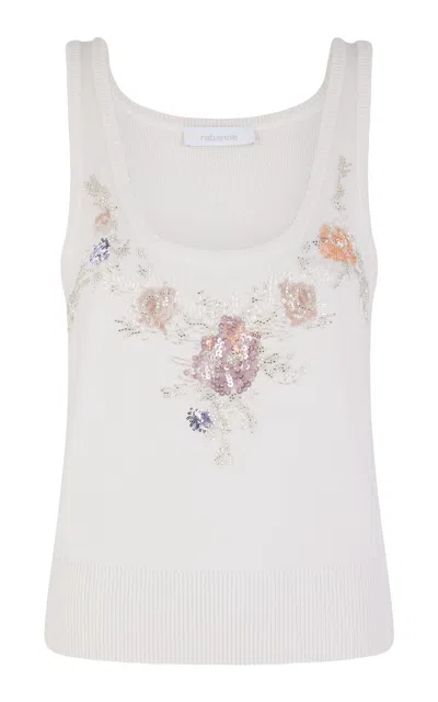 Rabanne Wool-cashmere Embroidered Tank Top In White
