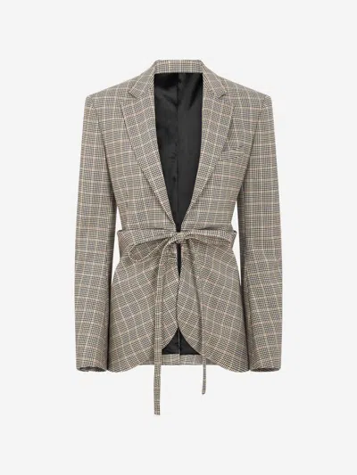 Rabanne Wool Fitted Jacket In Prince Of Wales Motif