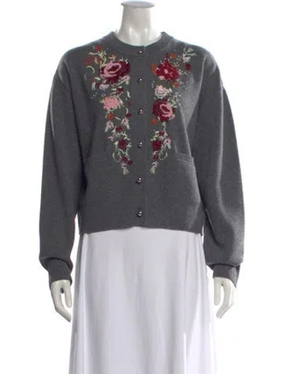 Pre-owned Rabanne Wool Floral Print Sweater In Grey