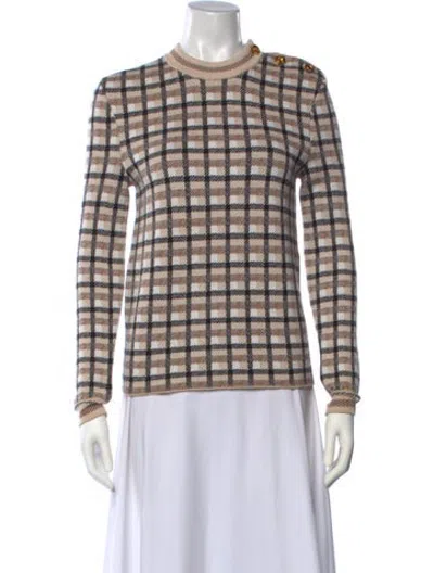 Pre-owned Rabanne Wool Plaid Print Sweater In Neutrals