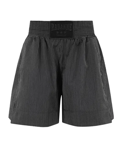 RABANNE PACO RABANNE LOGO EMBROIDERED STRIPED SHORTS