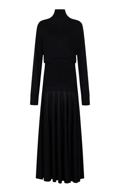 Rabanne Wool-silk Maxi Dress In Black