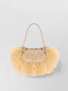 Rabanne Woven Frayed Sequin Chain Shoulder Bag In Neutrals