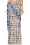 Rabanne Printed Satin Midi Skirt In Multi