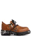 Rabanne X New Rock Leather Boots In Brown