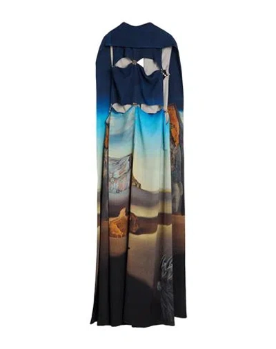 Rabanne X Salvador Dalí Woman Maxi Dress Blue Size 6 Viscose In Multi