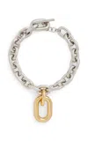 Rabanne Silver-colored Necklace With Pendant And Engraved Logo In Brass Woman In Silver