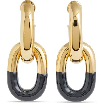 Rabanne Xl Double Link Two Tone Earrin In Burgundy