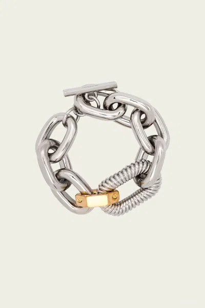 Rabanne Xl Link Animation Godron Bracelet In Silver Gold