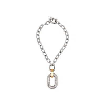 Pre-owned Rabanne Xl Link Animation Godron Necklace 'silver/gold' | Women's Size Onesize