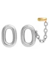 Rabanne Xl Link Asymmetric Two-tone Hoop Earrings In Silver