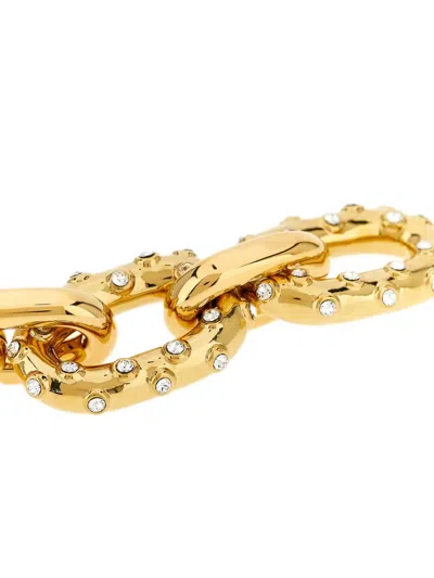 Rabanne Oversized Chain Bracelet Crystal Accents In Gold
