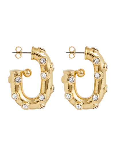 Rabanne Xl Link Crystal-embellished Hoop Earrings In Gold