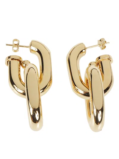 Rabanne Xl Link Double Hoop Interlocking Brass Earrings In Gold