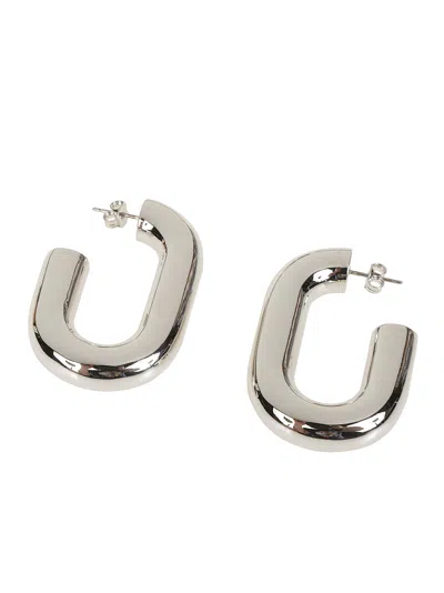 Rabanne Xl Link Hoops Hoop Squared Brass Earrings In Silver