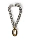 Rabanne Silver-colored Necklace With Pendant And Engraved Logo In Brass Woman In Metallic