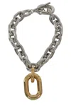 Rabanne Silver-colored Necklace With Pendant And Engraved Logo In Brass Woman In Silver