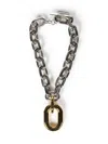 Rabanne Silver-colored Necklace With Pendant And Engraved Logo In Brass Woman In Metallic