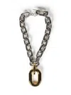 Rabanne Silver-colored Necklace With Pendant And Engraved Logo In Brass Woman In Metallic
