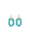 Rabanne Xl Link Oversized Palm Spring Earrings Gold And Turquoise