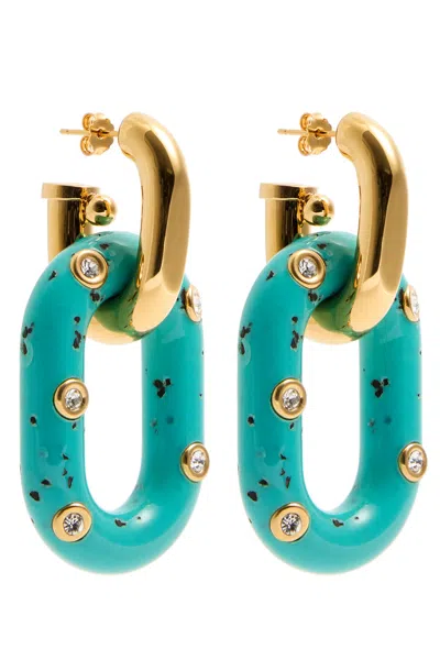 Rabanne Xl Link Palm Spring Hoop Earrings In Blue