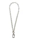 Rabanne Metallic Necklace With Pemdant And Engraved Logo In Brass Woman In Grey