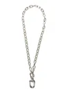Rabanne Metallic Necklace With Pemdant And Engraved Logo In Brass Woman In Silver