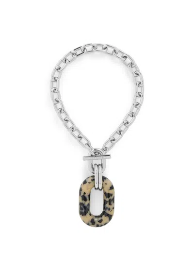 Rabanne Xl Link Tortoise-shell Choker Necklace In Silver