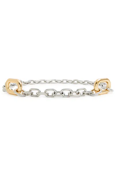 Rabanne Xl Link Two-tone Chain Belt In Silver