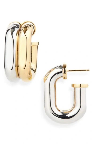 Rabanne Xl Link Two-tone Hoop Earrings In Gold