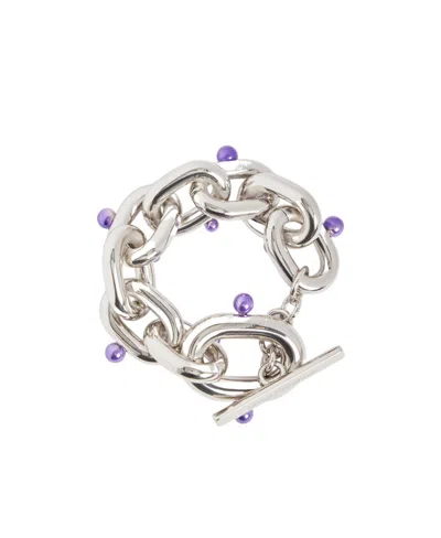 RABANNE XL PEARL-EMBELLISHED CHAIN-LINK BRACELET