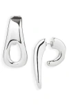 Rabanne Zip Pull Single Earring In Silver