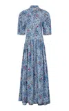 Rabanne Zipped Crepe Maxi Dress In Blue