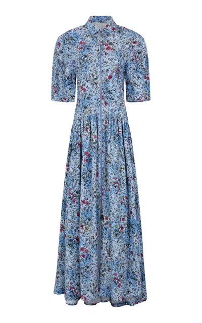 Rabanne Zipped Crepe Maxi Dress In Blue