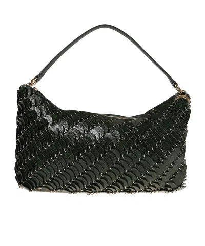 Rabanne Zippered Shoulder Bag In Black