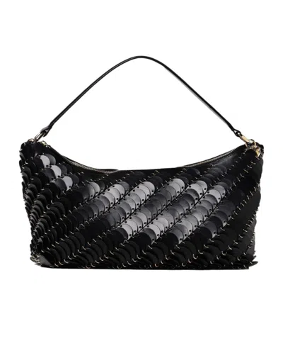 Rabanne Zippered Shoulder Bag In Black