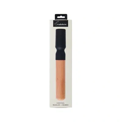 Rabbit 2-in-1 Muddler & Citrus Reamer, Beech Cocktail Muddler, Made From Solid Oiled, Wood/black In Matte Black;beige
