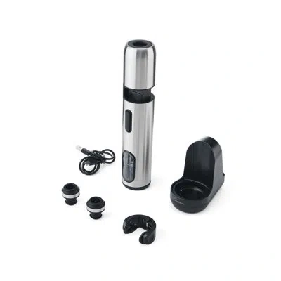 Rabbit Electric Corkscrew 3-in-1 Foil Cutter And Preserver, Silver In Silver;black