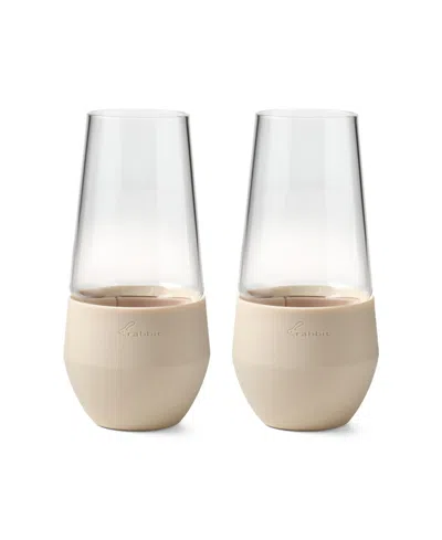 Rabbit Freezable Champagne Glasses, Set Of 2 In Lt Beige